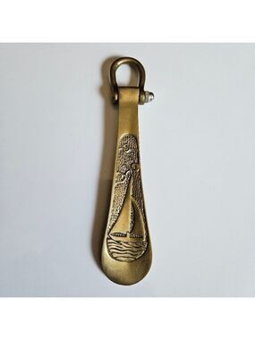 Vintage 70s Solid Brass Mariner/Nautical Shoe Horn